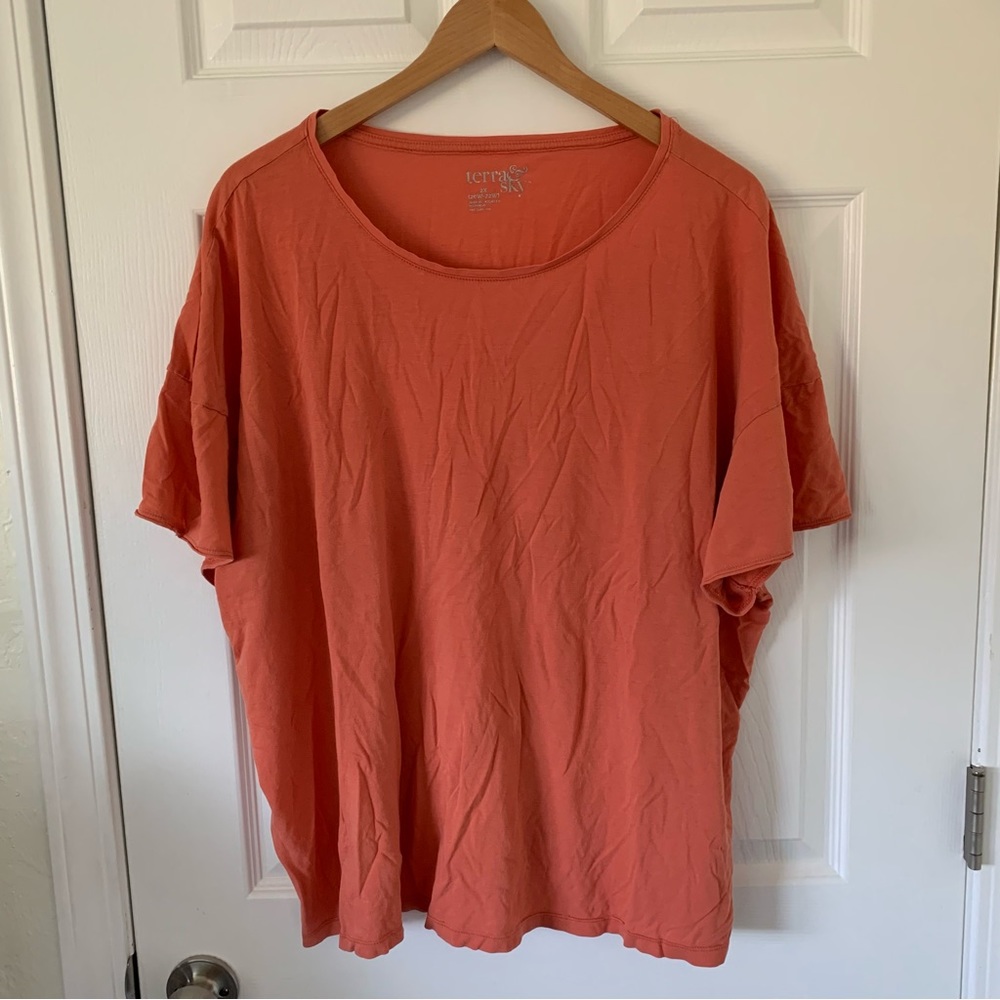 Terra & Sky (Size 2X) Orange Short Sleeve Shirt